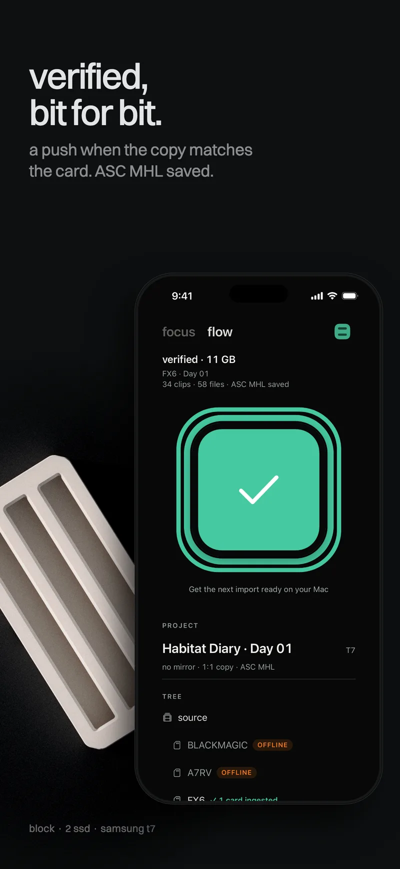 The "verified" screen in Habitat Flow on iPhone