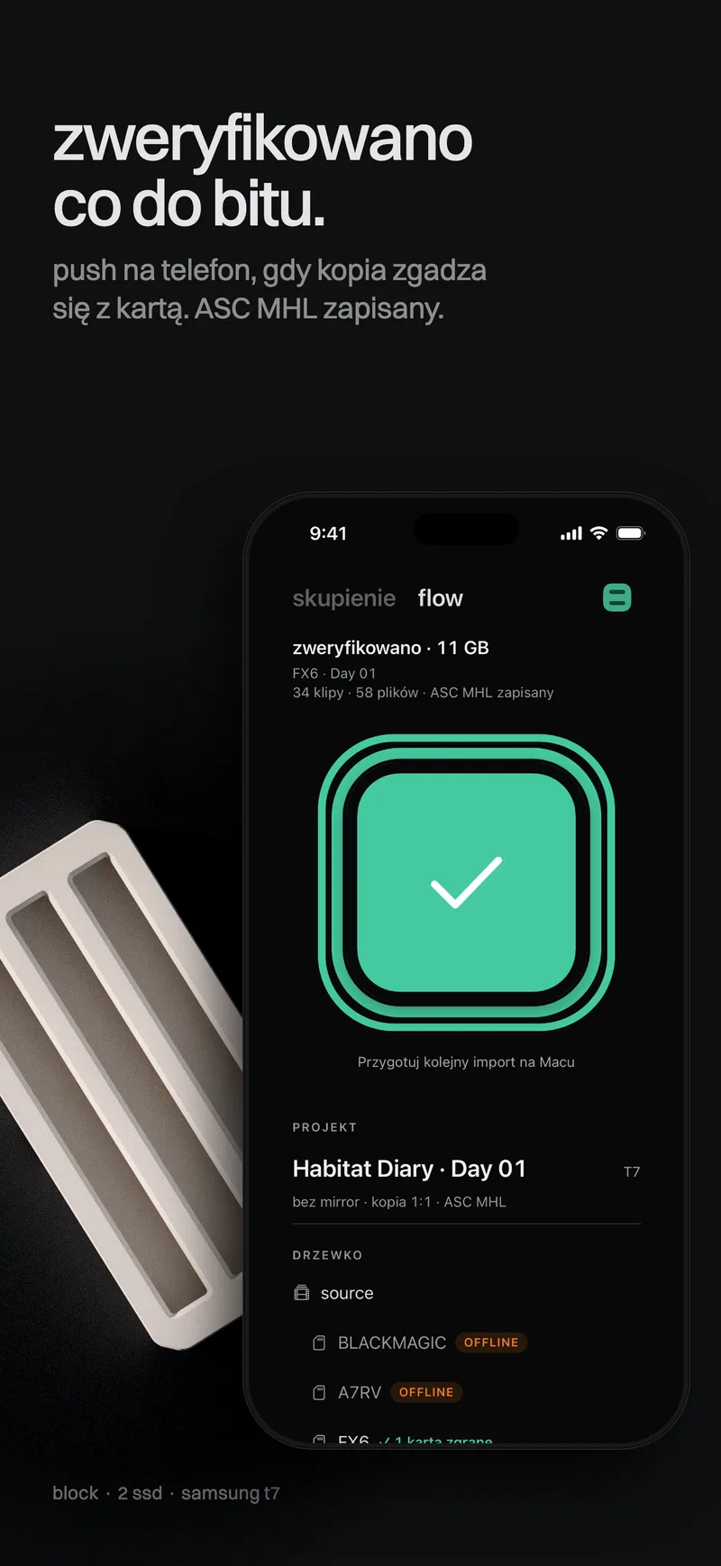 Ekran „zweryfikowano” w Habitat Flow na iPhonie